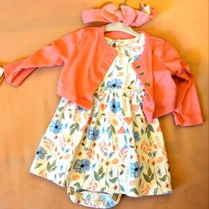 NWOT Carter's Floral Dress Set Sz 0-3 Months